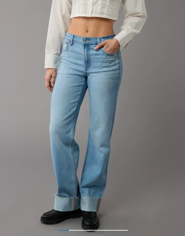 American Eagle Outfitters High-Waisted Stovepipe Cuffed Jeans - Image 2