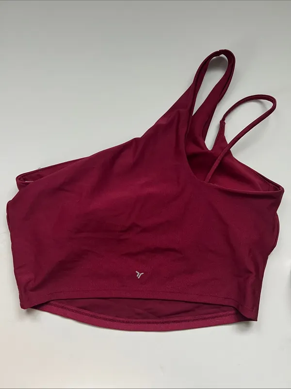 Old Navy One-Shoulder Sports Crop Top - Wine/Burgundy - Image 4