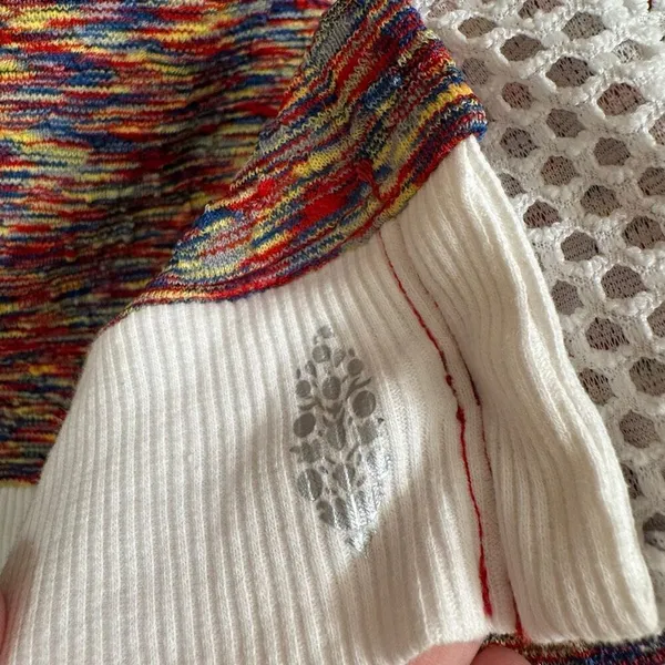 Free People Movement Prism Red Earth Colorful Mesh Hooded Tank Top L - Image 4