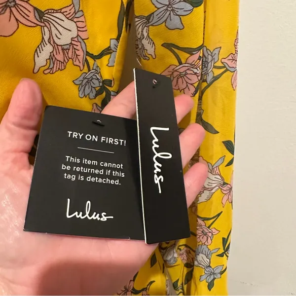 New Lulus Maxi Dress Sz M Thrive Together Yellow Floral Long Sleeves NWT - Image 7