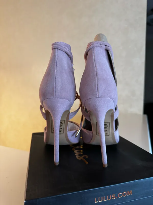 Lulus Dani Dusty Rose Suede Lace-Up Heels - Image 6