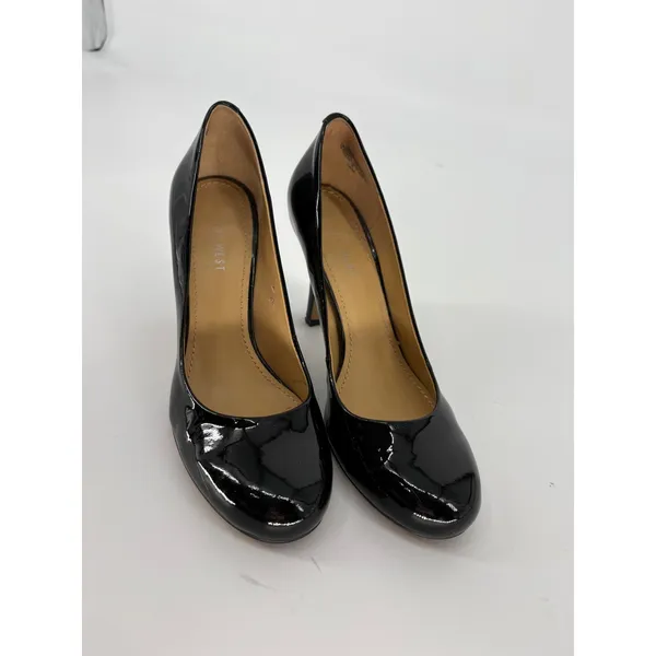 Nine West Ambitious Pumps Womens 7.5 Black Patent Leather Stiletto Round‎ Toe - Image 9