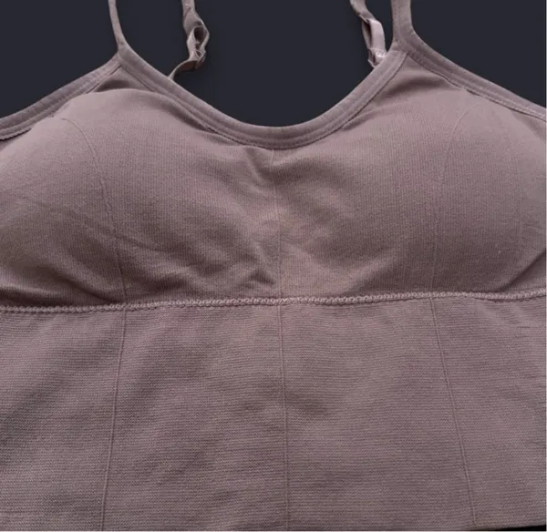 Brown Minimalist Sports Bra with Adjustable Straps - Image 5