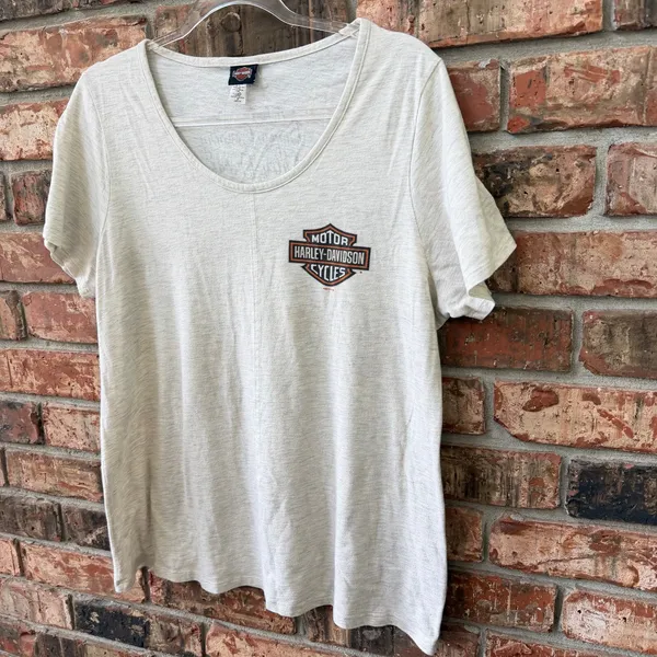 Harley Davidson Womens Tee 2X Logo Graphic Soft Wash Biker Grunge - Image 3