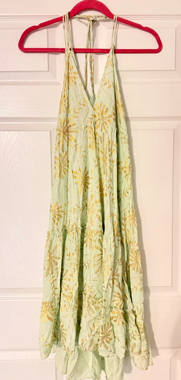 Green gold flowy dress - Image 2