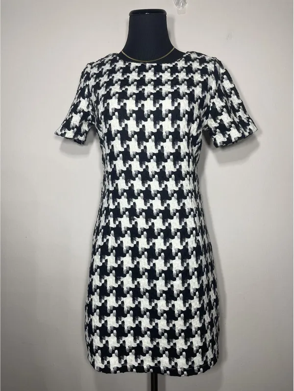 Kling Houndstooth Mini Shift Dress Vtg Old Money Minimal 6 - Image 2
