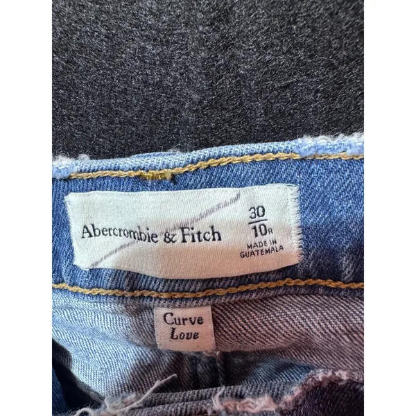 Abercrombie & Fitch Curve Love Jeans 30 10R Medium Wash Raw Hem Bootcut Denim - Image 3