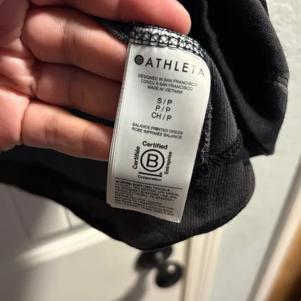 Athleta‎ Balance Printed Dress Womens Small Gray Camo Long Sleeve Pockets Zipper - Image 7