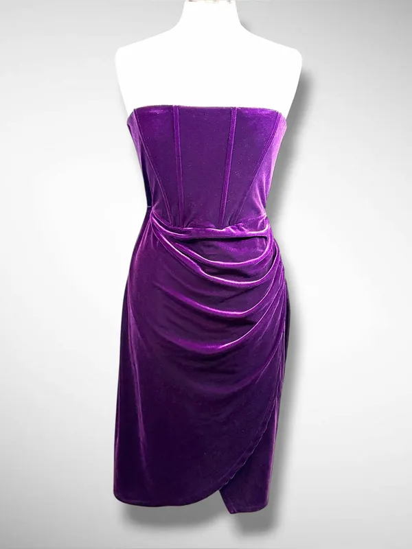 LULUS Glamorous Celebrations Dark Purple Velvet Strapless Tulip Dress, XL - Image 5