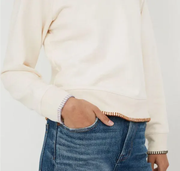 Madewell Sweatshirt Womens Small Shrunken Crewneck Pullover Cozy Purple Stitch - Image 8