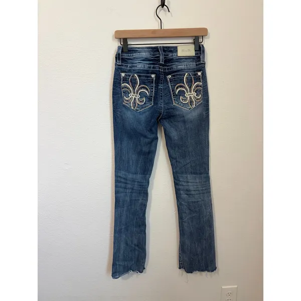 Miss Me Bootcut Jeans Size 25 Mid Rise Boot Western Denim Embellished Pocket Y2K - Image 5