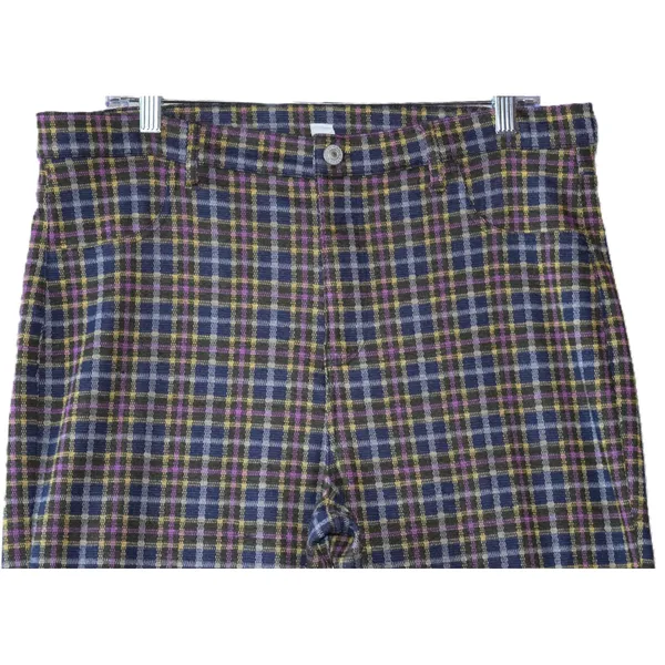 American Eagle Plaid Pants Women 16 Regular Multi Color Excellent Flare Leg - Image 2
