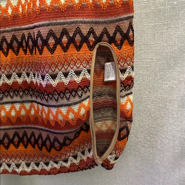 Orange Patterned Sleeveless Dress Size M - Image 3