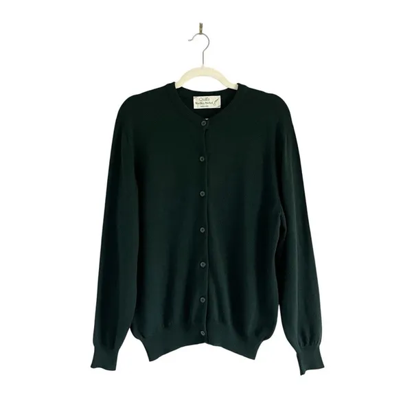 Quills Woollen Market Ireland Merino Wool Cardigan Forest Green Sz Medium - Image 2