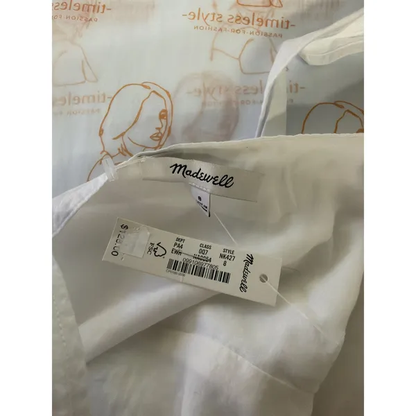 NWT Madewell Sz 8 White Button-Front Tiered Cotton Poplin Sleeveless Midi Dress - Image 7