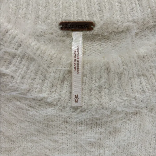 Free People Harrison Bunny Crew Neck Sweater Oversized Cream Womens Medium - Image 7