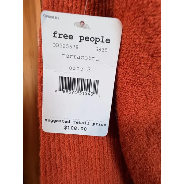 Free People NWT Strawberry Fields Cowl Neck Sweater Wool blend Ribbed Sleeve S - Image 6