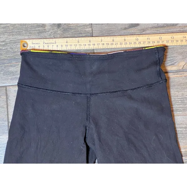 Lululemon Reversible Wunder‎ Under Crop Black Leggings Size 4 Multi Color Yoga - Image 5