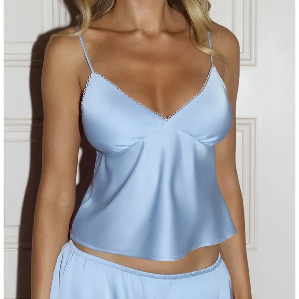 Hello Molly Kiss at Twilight Satin Pajama Top Size XS in Blue - Image 4