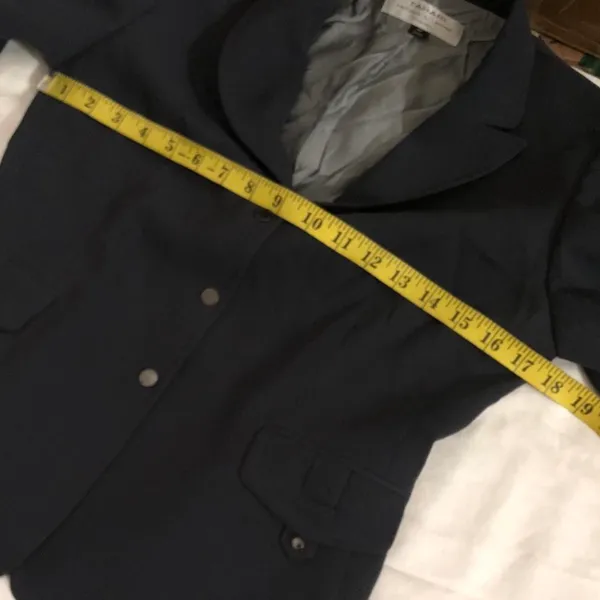 Tahari Grey blazer snap on button up down office siren core fitted corset waist long sleeve - Image 7