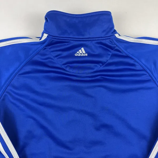 KU Kansas Jayhawks Vintage Adidas Track Jacket 3 Stripe Full Zip Bomber Blue Med - Image 15