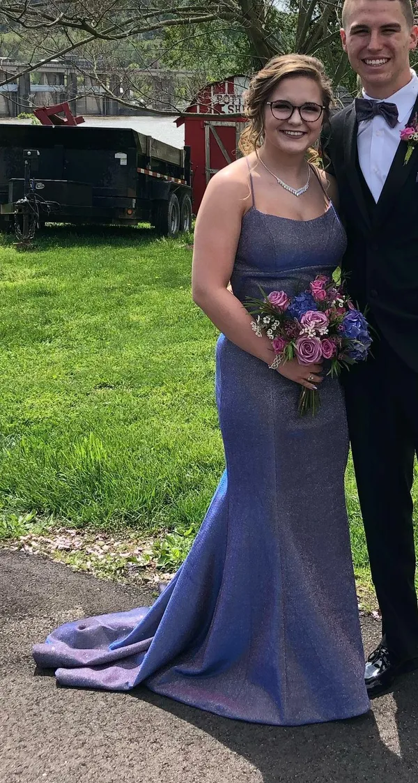 Sherri Hill Purple Glittery Prom Dress! - Image 6