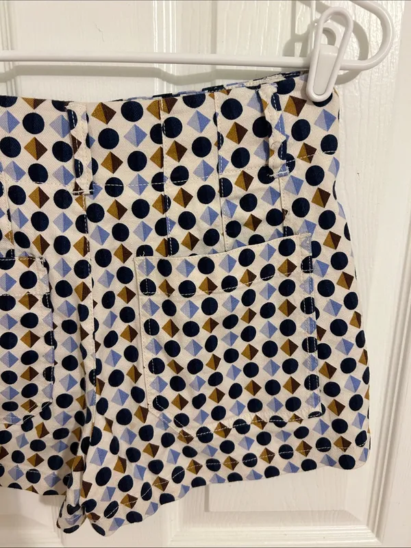 Anthropologie Maeve The Colette Shorts Blue Geometric Print High Waist Size 26 - Image 9