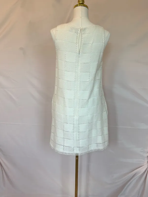 Lost + Wander White Crochet Check Mini Dress With Pockets - Image 5