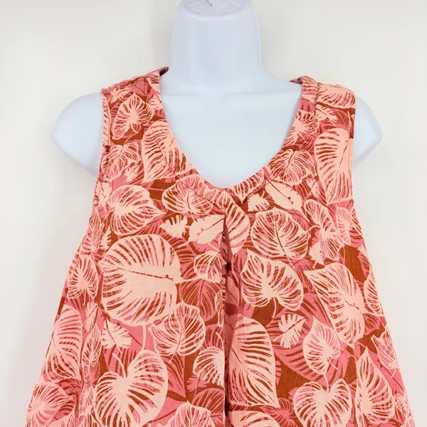 Tahari Tropical Leaf 100% Linen ALine Leaf Dress Sz Small Coastal Resort Boho - Image 3