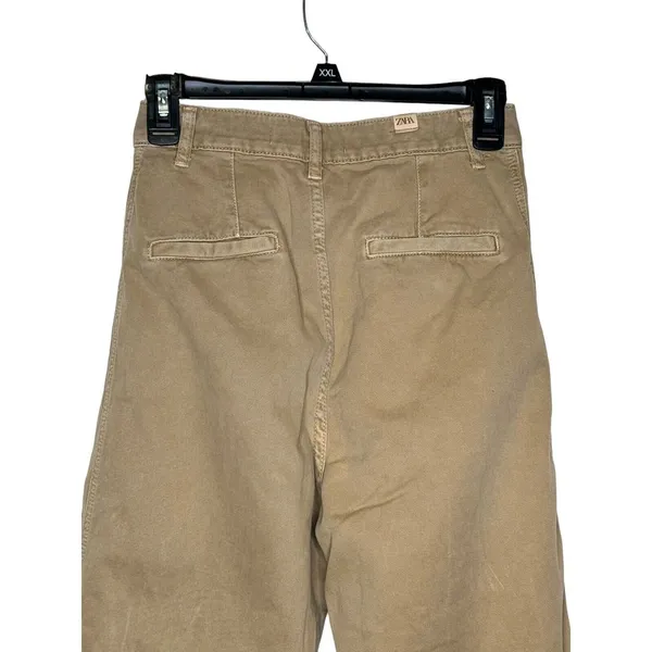 Zara‎ Women's Pants High-Waisted Cotton Pleated Skinny Cotton Denim Tan Size 2 - Image 9