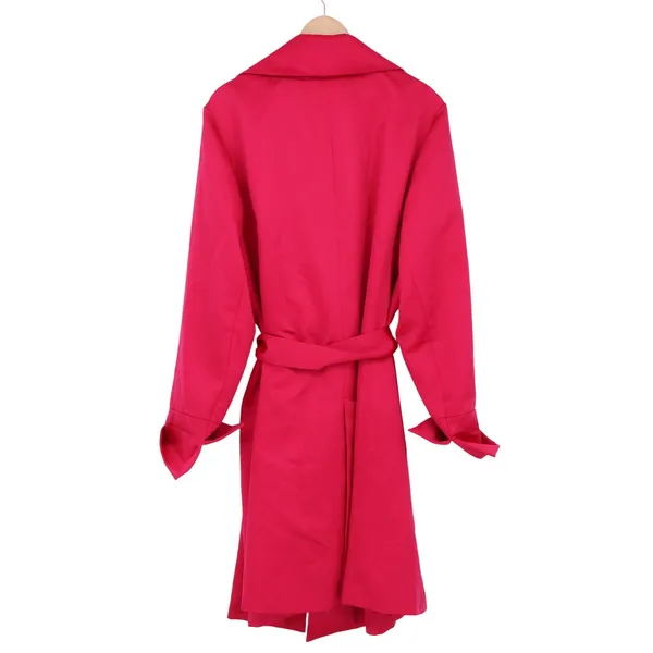 Talbots Trench Coat Womens 3X Classic Magenta Tie Waist Long Sleeve Good - Image 5