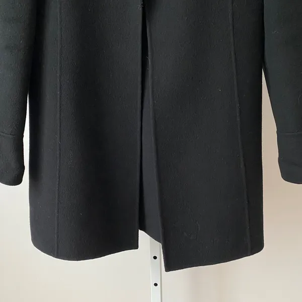 Bloomingdales sz 2P Black 100% Wool Trench Coat ‎ Luxury Minimalist - Image 3