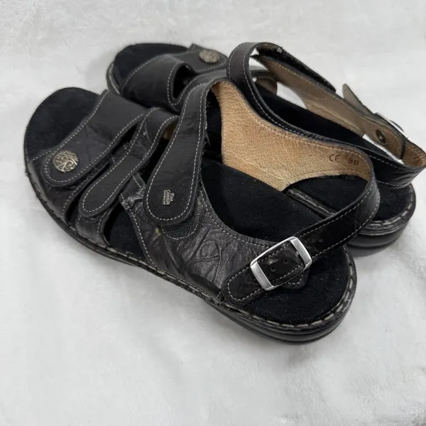 Finn Comfort Leather Sandals Adjustable Straps Comfort‎ Germany Black Sz 38 US 7 - Image 9
