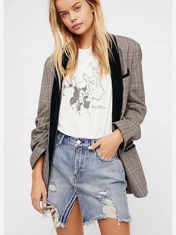 We The Free Relaxed & Destroyed Light Blue Distressed Denim Mini Skirt Classic - Image 6