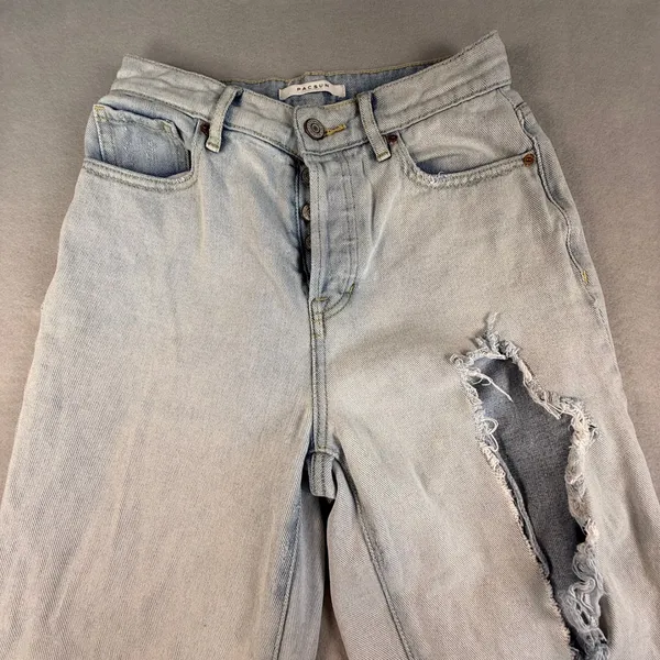 PacSun Womens High Rise Straight Distressed Light Wash Button Fly Jeans Size 24 - Image 2