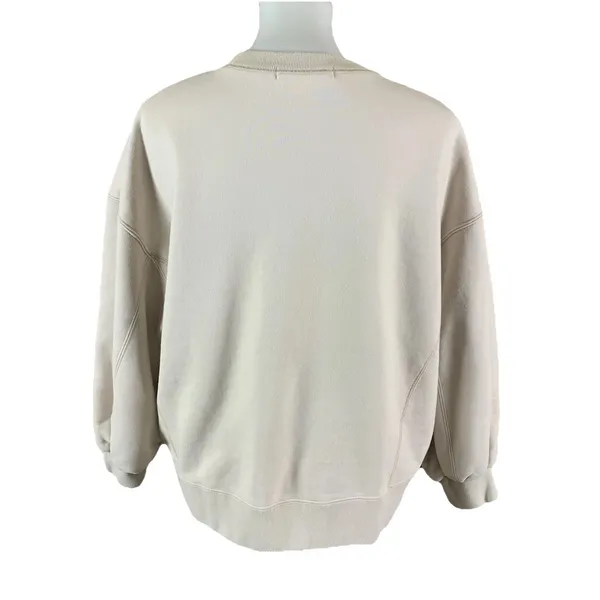 Public Tokyo Beige Minimalist Oversized Crewneck Sweatshirt Free Size Streetwear - Image 3