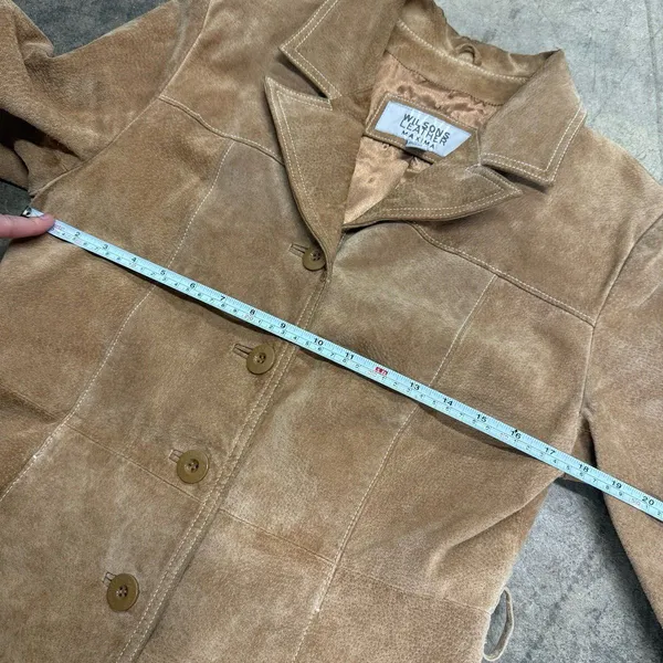 Vintage Wilsons Leather Maxima Brown Suede Blazer Button Jacket M - Image 4