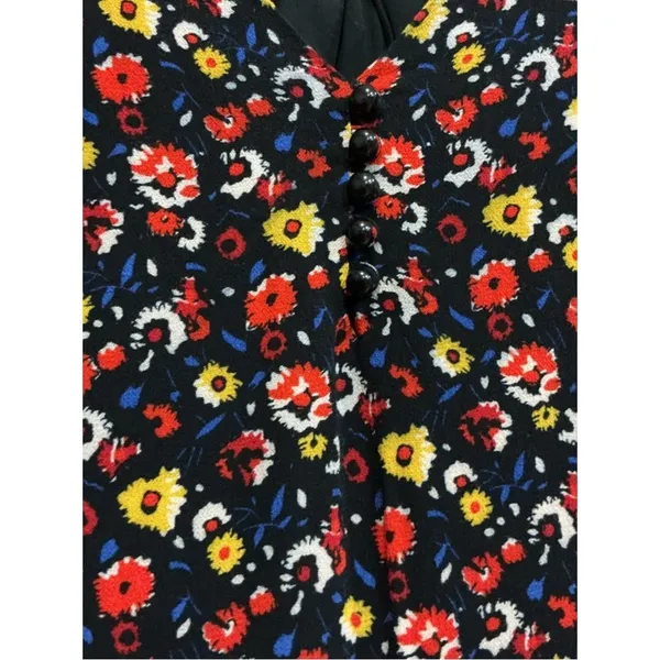Sézane Carmen Black Floral Poppy Mini Flowy Dress Size 36 / 4 / Small - Image 6
