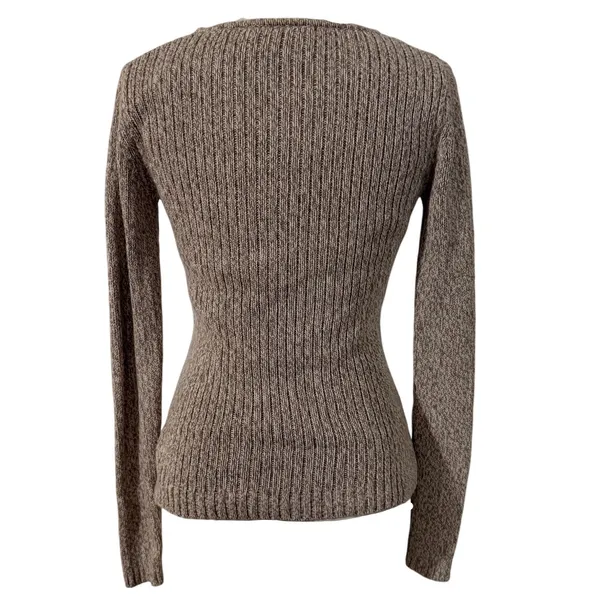 Vintage 90s‎ Guide Series Women Small Tan Speckled Knit Cotton Sweater Classic - Image 4