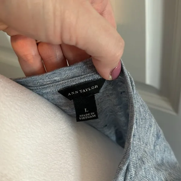 Ann Taylor‎ Large Heathered Light Blue Linen Sleeveless Tank Top - Image 4