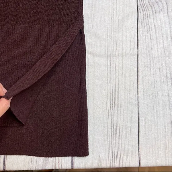 Free People Criss Cross Sweater Tunic Top‎ Split Hem Bell Sleeve Wine Size Small - Image 8