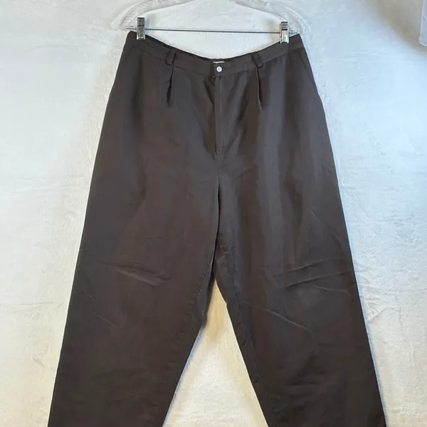 Briggs New York Womens Pleated Front‎ Casual Pants Dark Brown Size - Image 3