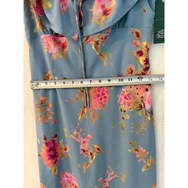 Wild Fable Slate Blue Floral‎ Ruffle Maxi Dress Womens Medium NWT - Image 5