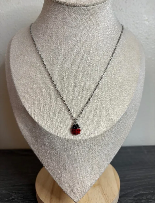 Handmade Silver Ladybug Necklace - Image 2
