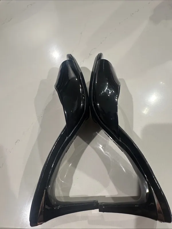 Calvin Klein shiny black slide heel kitten heels size 9 - Image 3