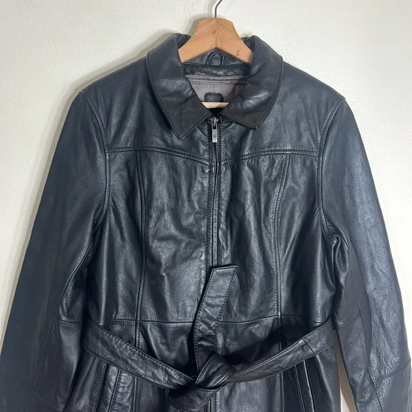Wilson's leather thinsulate black leather Collared Zip Front Pockets‎ jacket L - Image 2