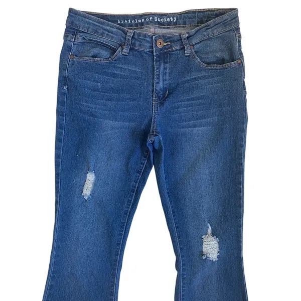 Articles of Society Indianola Distressed Flare Jeans Womens 7/28 Blue - Image 2