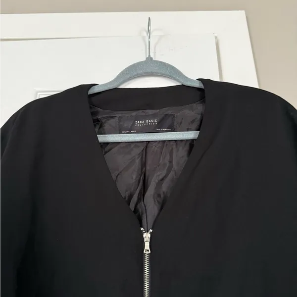 ZARA Black Zip Up Blazer Casual Jacket - Image 3