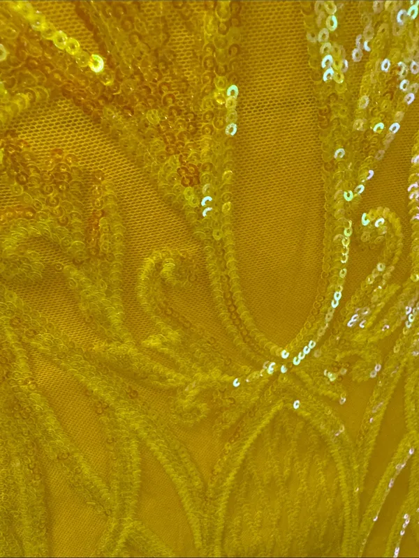 Banjul Yellow Sequin Ruffle Strap Mini Dress - Image 10
