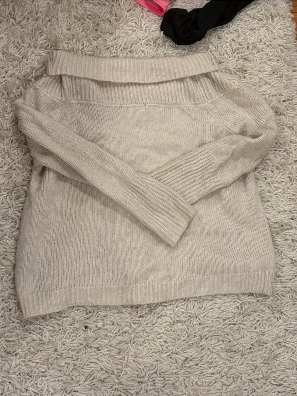 Zara Off-Shoulder Knit Sweater - Cream A - Image 4